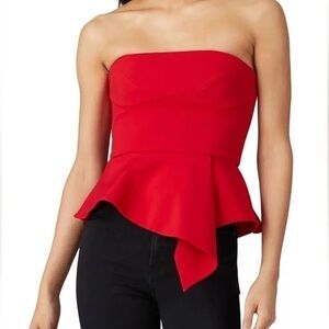 Cushnie Strapless Red Peplum Top Size 2